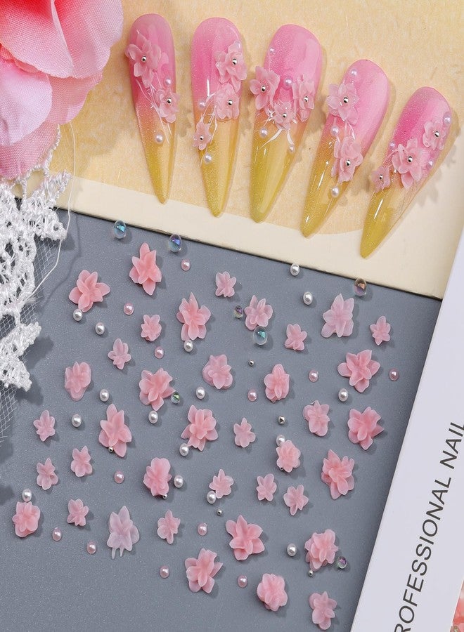 editTime 3D Flower Nail Charms for Nail Art,3D Flowers for Nails with Round Peals and Bubble Beads,Cute Resin Nail Art Charms for Nails DIY (Flowers-Dark Pink) - Image 4